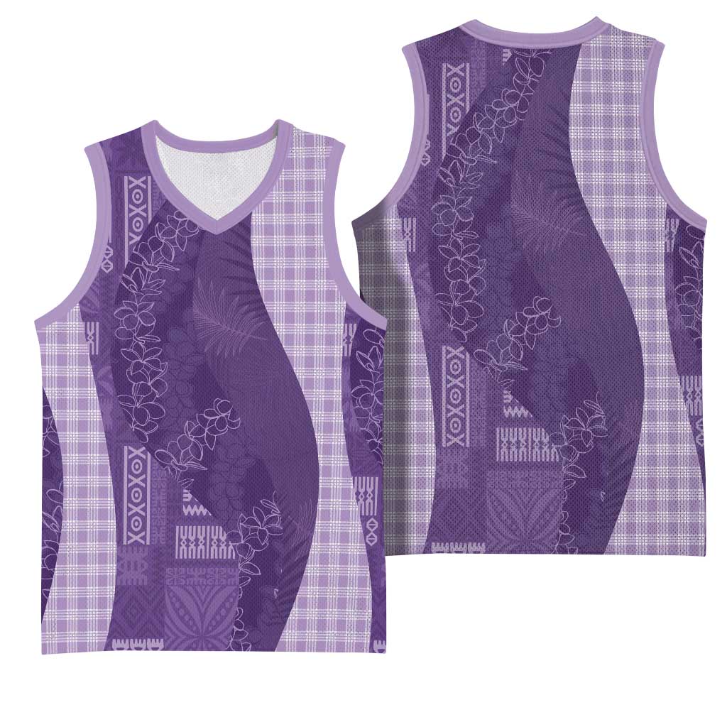 Polynesian Tribal Pattern Patchwork Picturesque Basketball Jersey Deep Violet