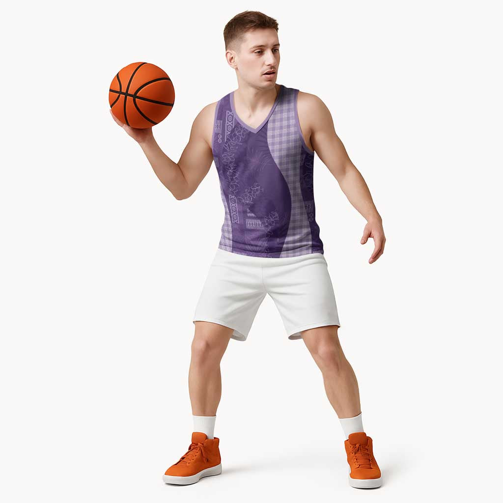 Polynesian Tribal Pattern Patchwork Picturesque Basketball Jersey Deep Violet