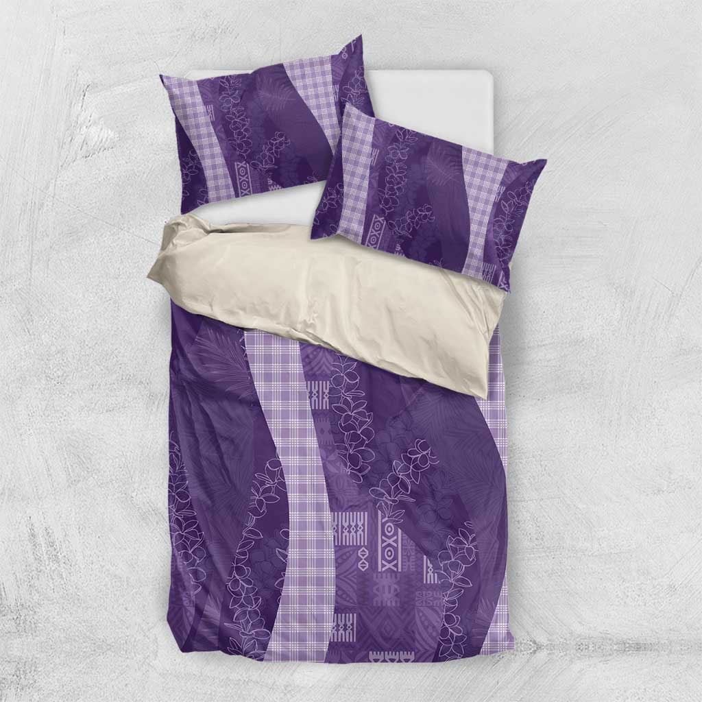 Polynesian Tribal Pattern Patchwork Picturesque Bedding Set Deep Violet