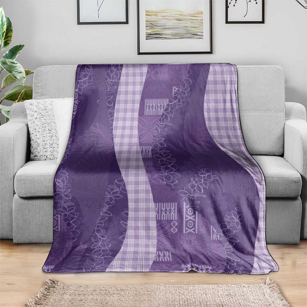 Polynesian Tribal Pattern Patchwork Picturesque Blanket Deep Violet