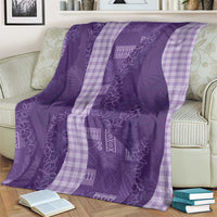 Polynesian Tribal Pattern Patchwork Picturesque Blanket Deep Violet