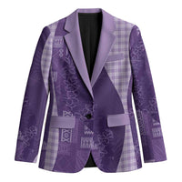 Polynesian Tribal Pattern Patchwork Picturesque Blazer Deep Violet