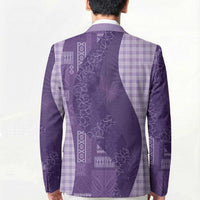 Polynesian Tribal Pattern Patchwork Picturesque Blazer Deep Violet