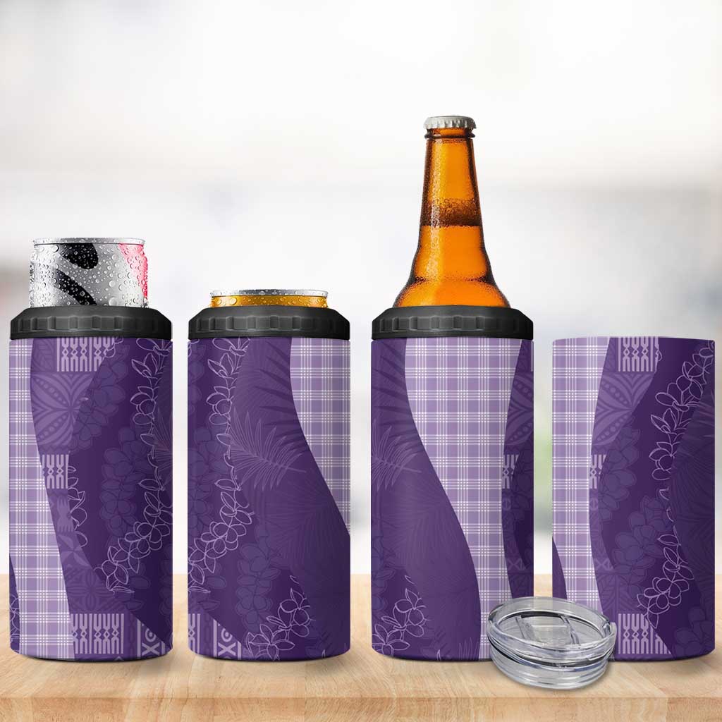 Polynesian Tribal Pattern Patchwork Picturesque 4 in 1 Can Cooler Tumbler Deep Violet