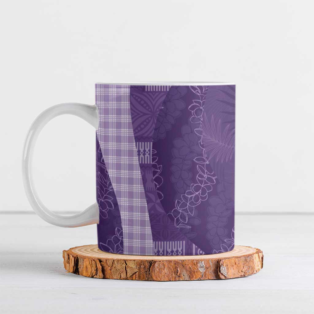 Polynesian Tribal Pattern Patchwork Picturesque Ceramic Mug Deep Violet