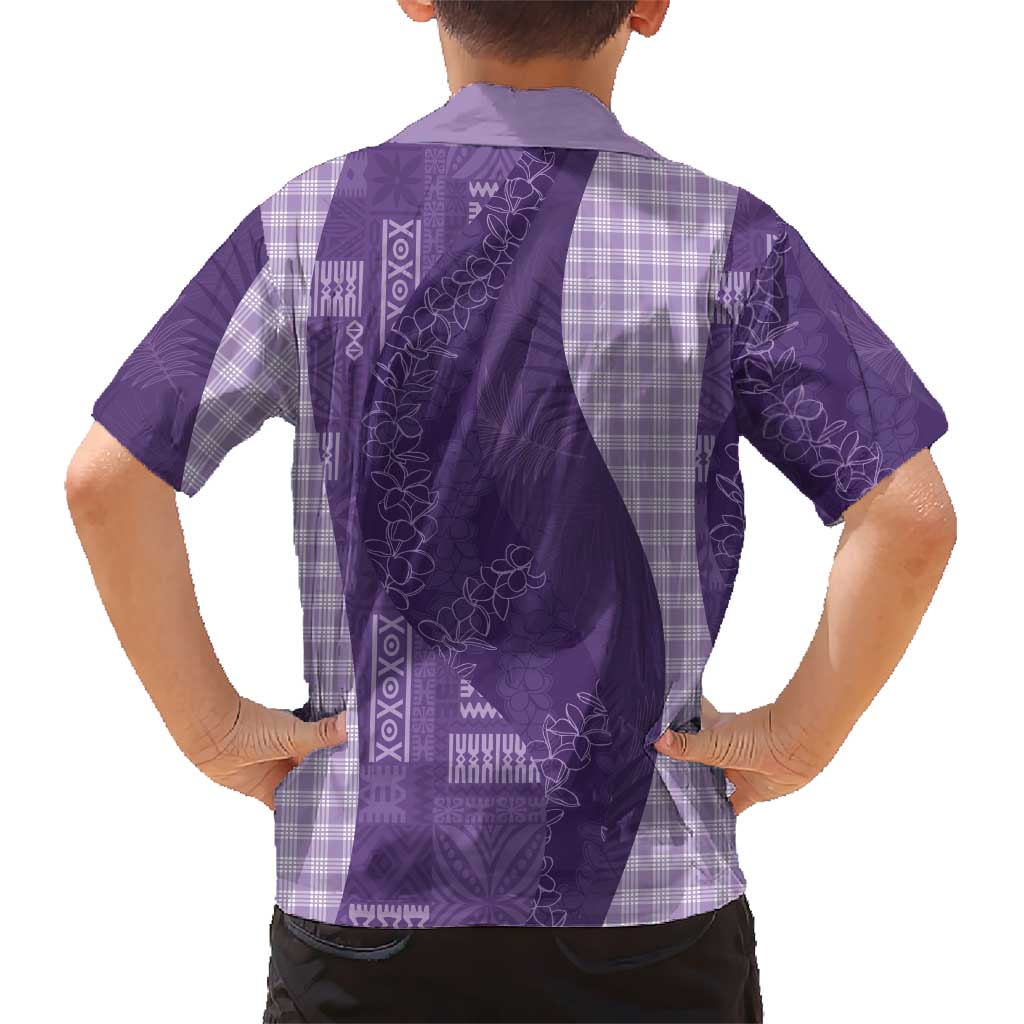 Polynesian Tribal Pattern Patchwork Picturesque Family Matching Mermaid Dress and Hawaiian Shirt Deep Violet