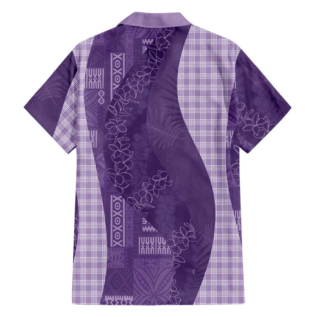 Polynesian Tribal Pattern Patchwork Picturesque Family Matching Puletasi and Hawaiian Shirt Deep Violet