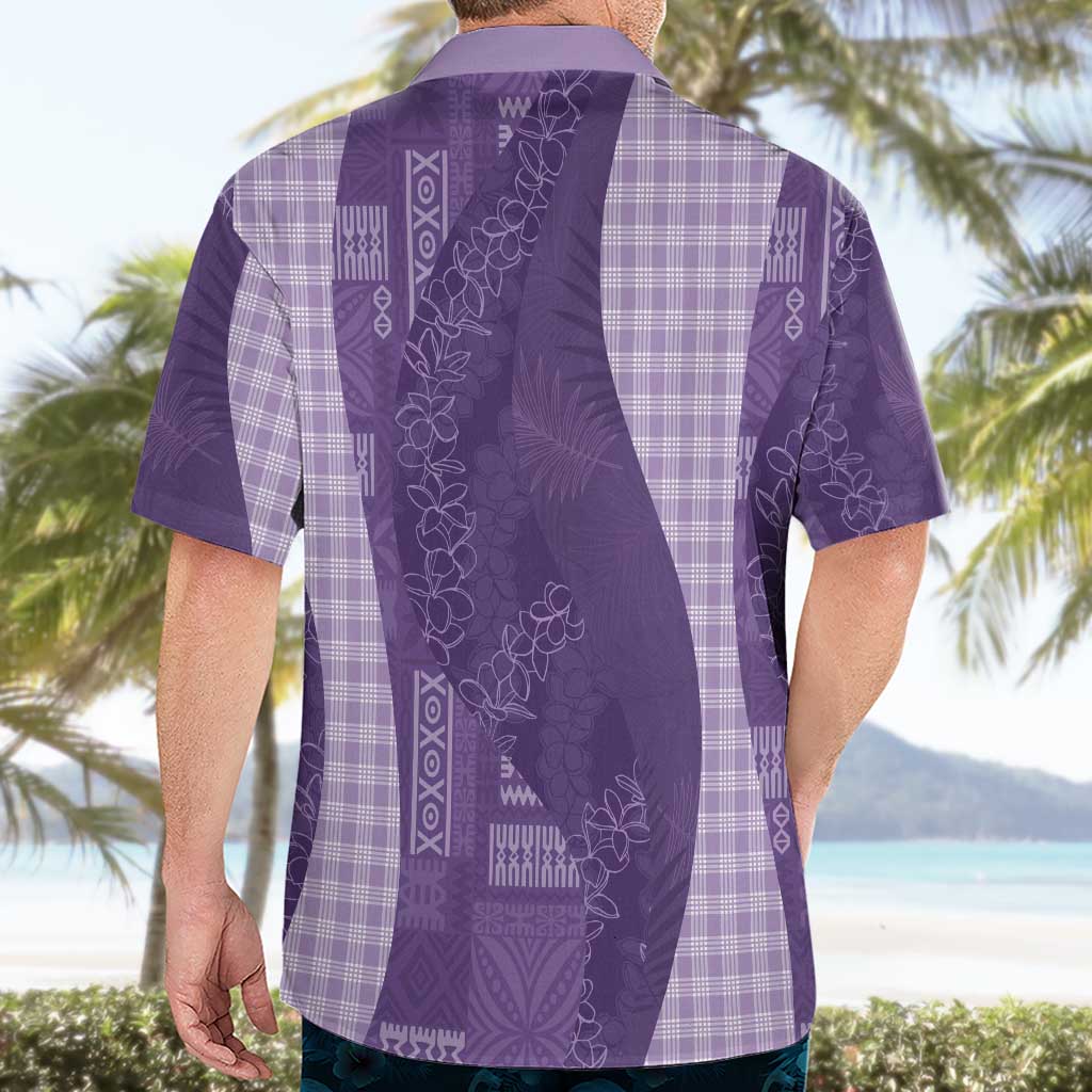 Polynesian Tribal Pattern Patchwork Picturesque Hawaiian Shirt Deep Violet
