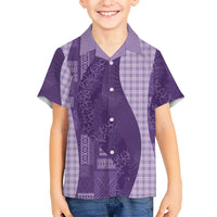 Polynesian Tribal Pattern Patchwork Picturesque Hawaiian Shirt Deep Violet