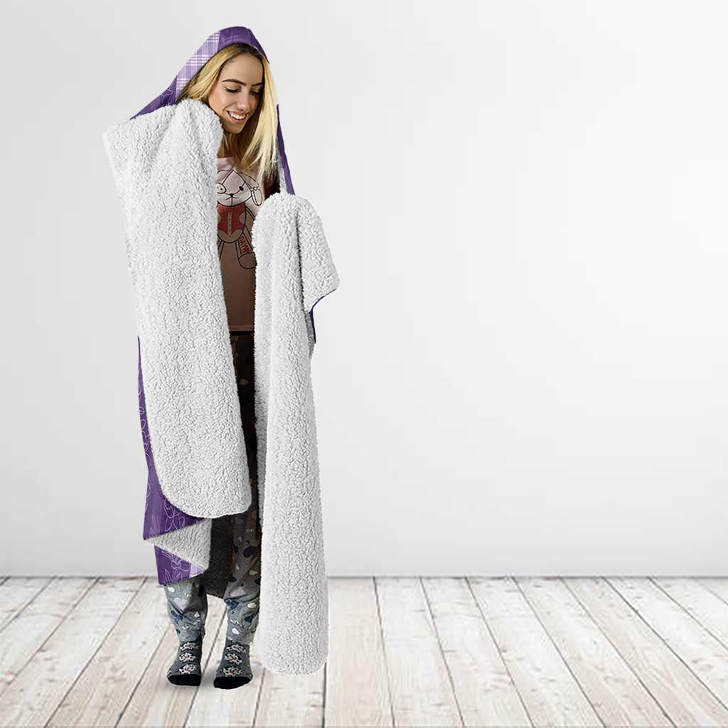 Polynesian Tribal Pattern Patchwork Picturesque Hooded Blanket Deep Violet