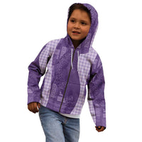 Polynesian Tribal Pattern Patchwork Picturesque Kid Hoodie Deep Violet