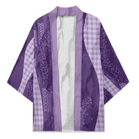 Polynesian Tribal Pattern Patchwork Picturesque Kimono Deep Violet