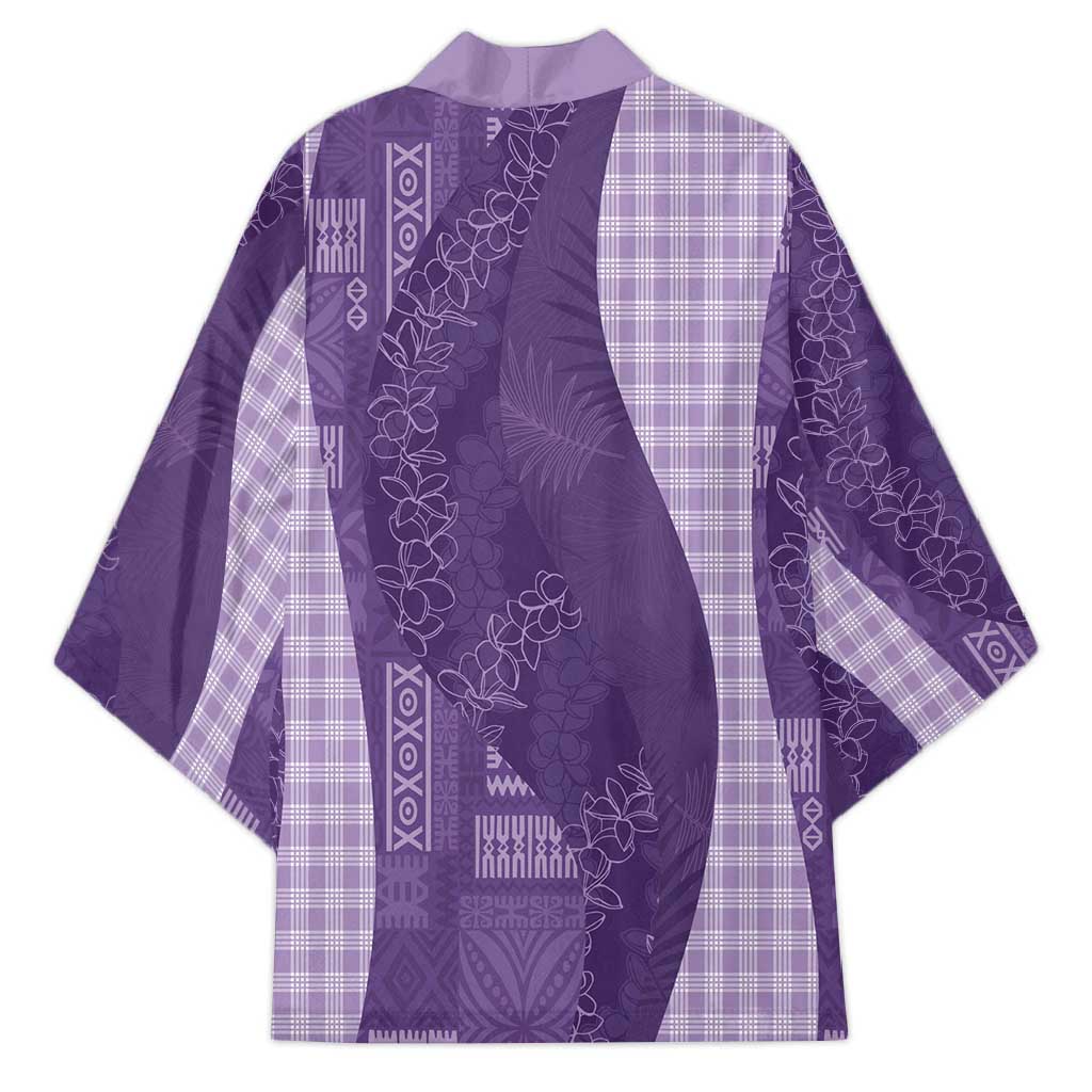 Polynesian Tribal Pattern Patchwork Picturesque Kimono Deep Violet