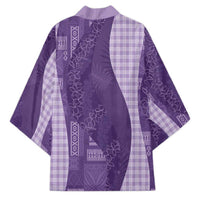 Polynesian Tribal Pattern Patchwork Picturesque Kimono Deep Violet