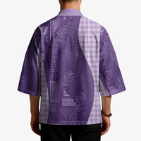 Polynesian Tribal Pattern Patchwork Picturesque Kimono Deep Violet