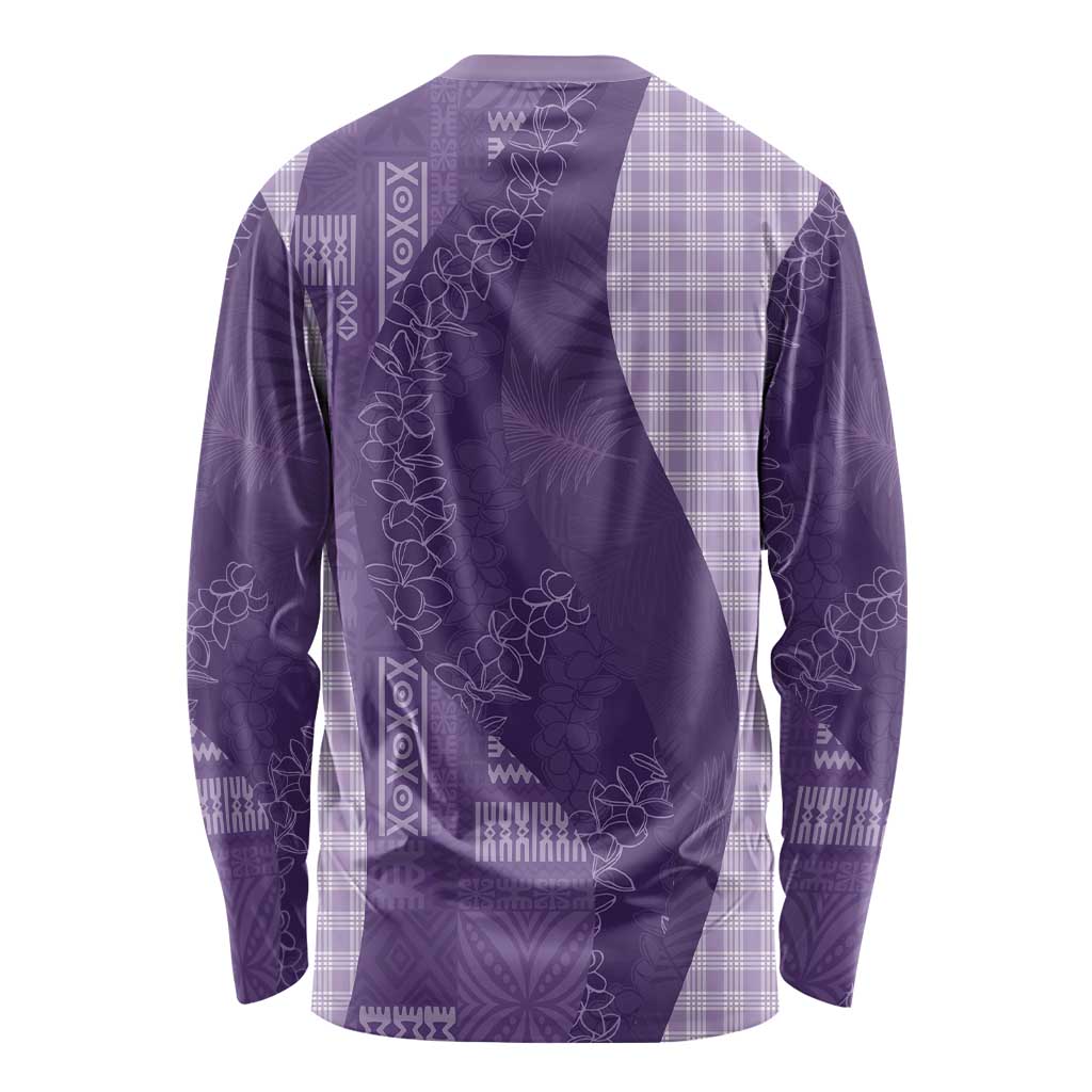 Polynesian Tribal Pattern Patchwork Picturesque Long Sleeve Shirt Deep Violet