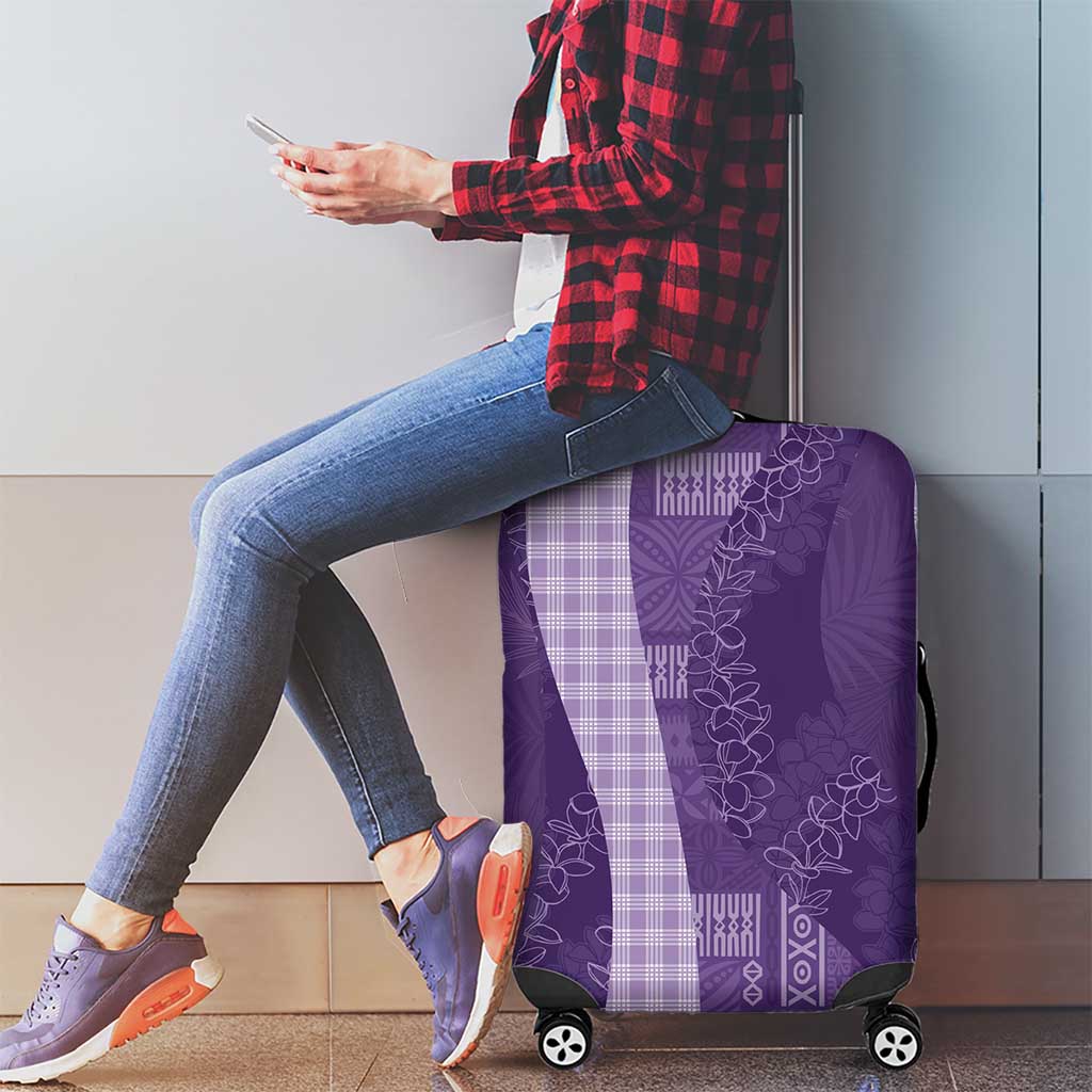Polynesian Tribal Pattern Patchwork Picturesque Luggage Cover Deep Violet