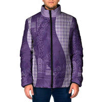 Polynesian Tribal Pattern Patchwork Picturesque Padded Jacket Deep Violet