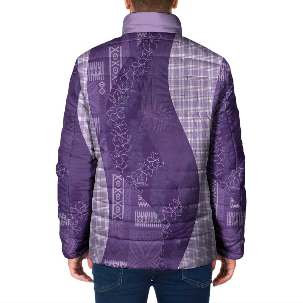 Polynesian Tribal Pattern Patchwork Picturesque Padded Jacket Deep Violet