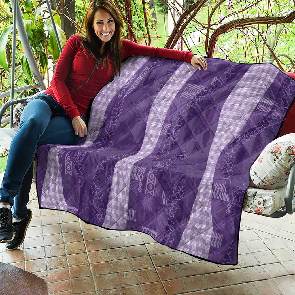 Polynesian Tribal Pattern Patchwork Picturesque Quilt Deep Violet