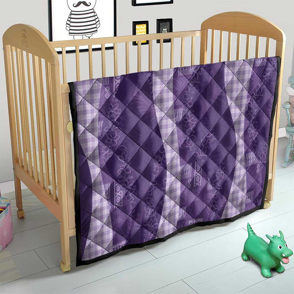 Polynesian Tribal Pattern Patchwork Picturesque Quilt Deep Violet