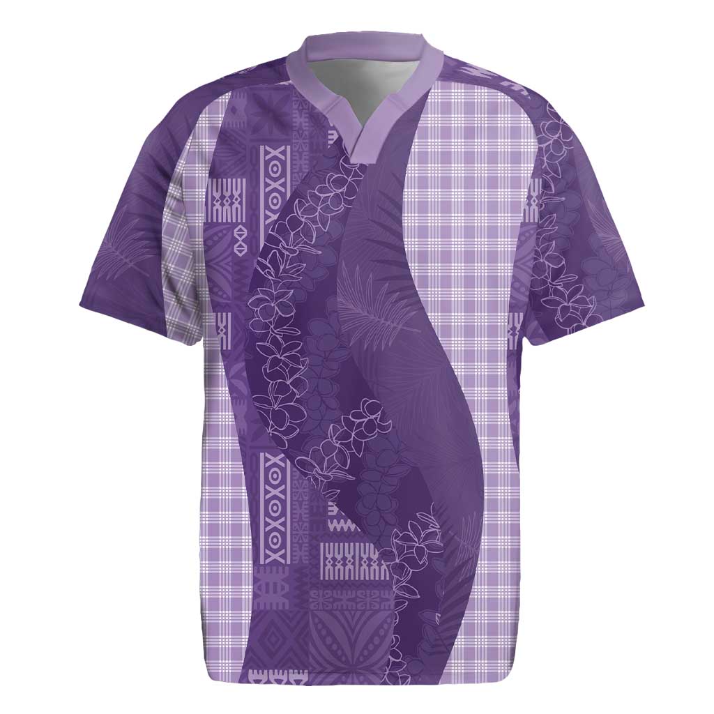 Polynesian Tribal Pattern Patchwork Picturesque Rugby Jersey Deep Violet