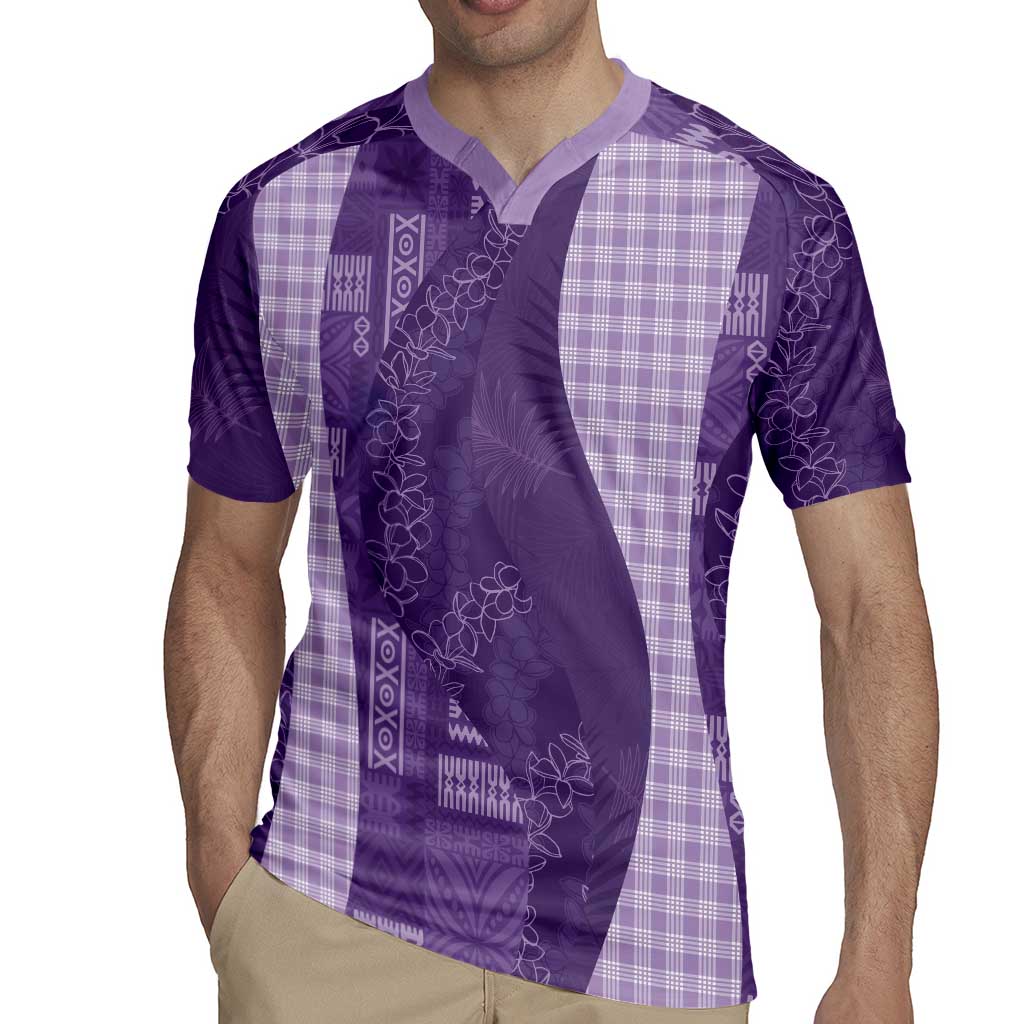 Polynesian Tribal Pattern Patchwork Picturesque Rugby Jersey Deep Violet