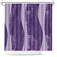 Polynesian Tribal Pattern Patchwork Picturesque Shower Curtain Deep Violet