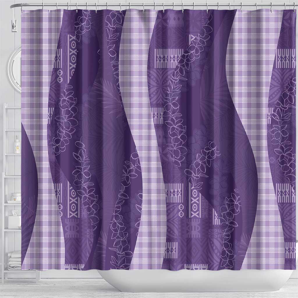 Polynesian Tribal Pattern Patchwork Picturesque Shower Curtain Deep Violet
