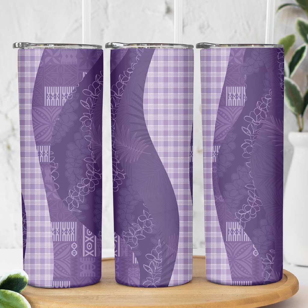 Polynesian Tribal Pattern Patchwork Picturesque Skinny Tumbler Deep Violet
