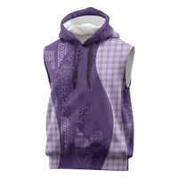 Polynesian Tribal Pattern Patchwork Picturesque Sleeveless Hoodie Deep Violet