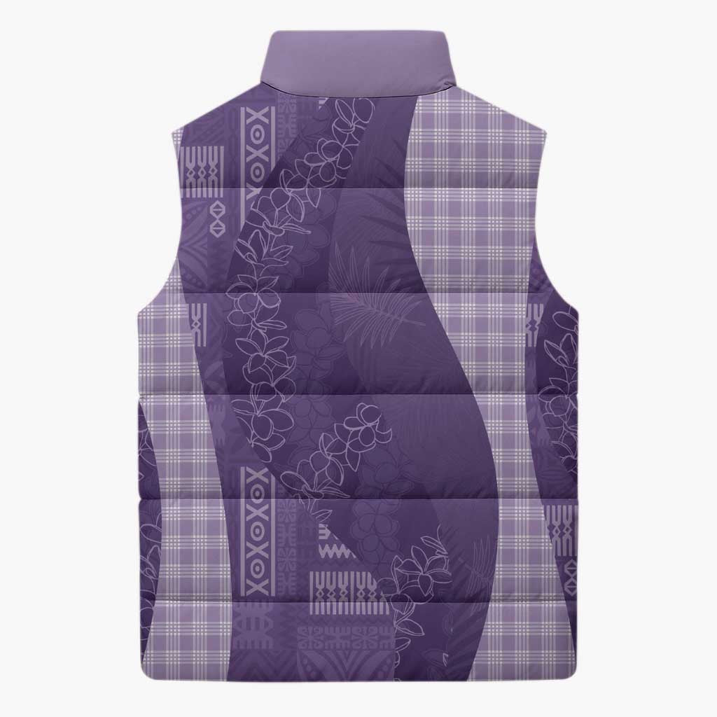 Polynesian Tribal Pattern Patchwork Picturesque Sleeveless Puffer Jacket Deep Violet