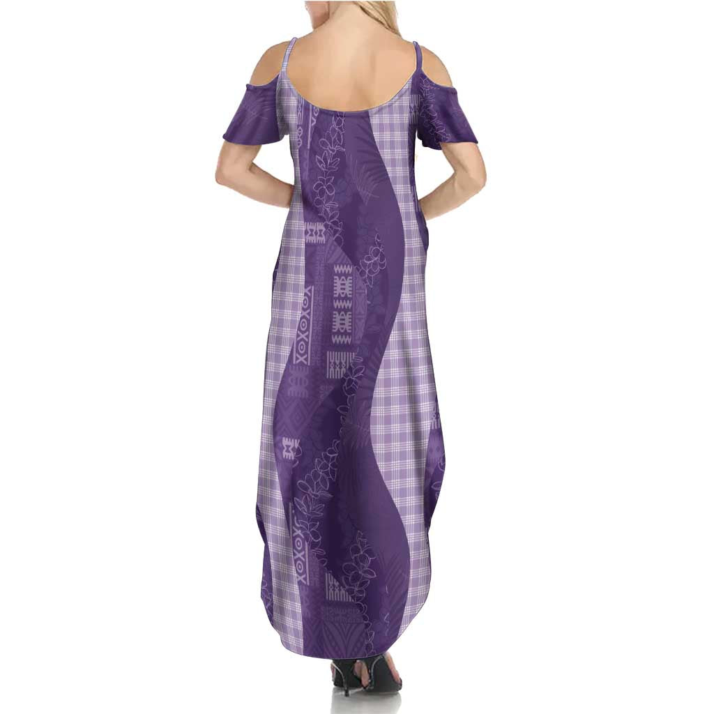 Polynesian Tribal Pattern Patchwork Picturesque Summer Maxi Dress Deep Violet