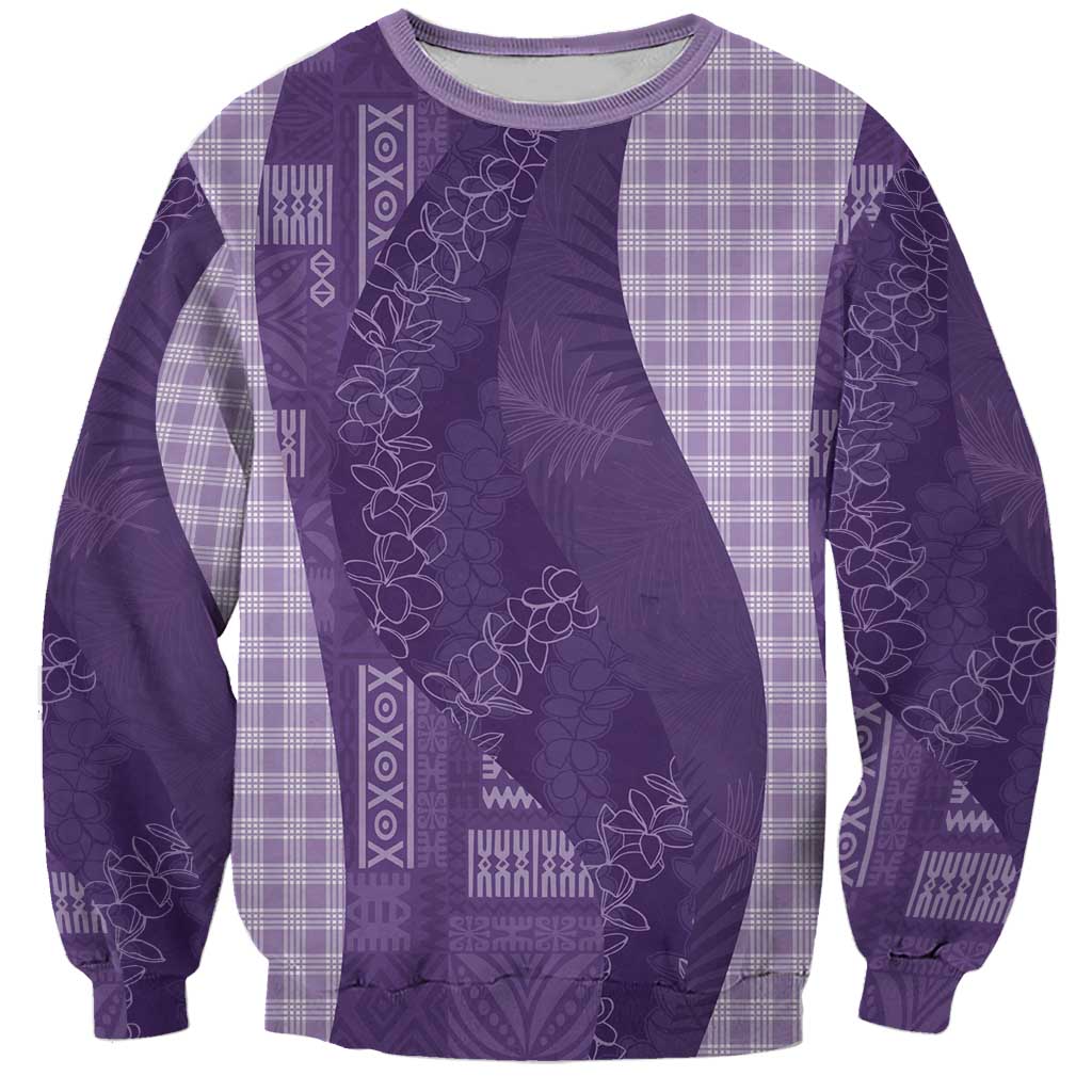 Polynesian Tribal Pattern Patchwork Picturesque Sweatshirt Deep Violet