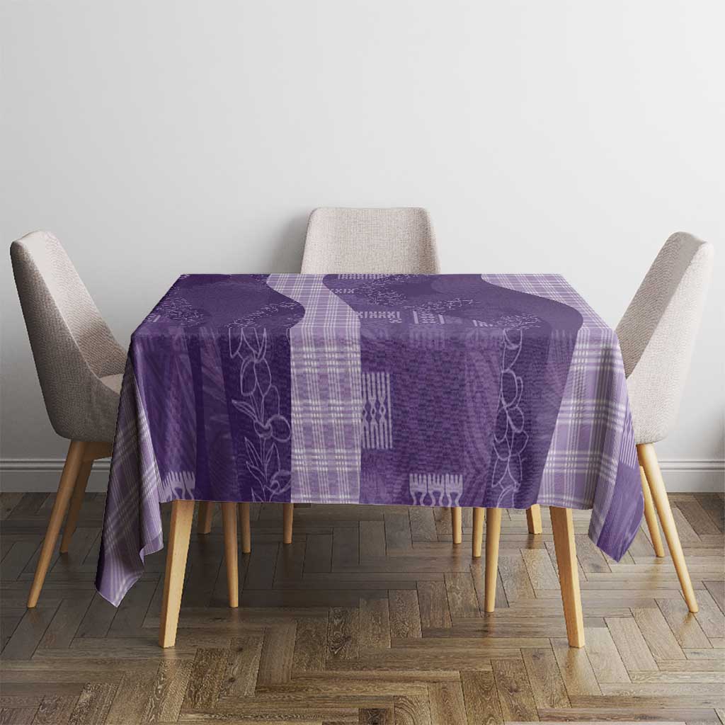 Polynesian Tribal Pattern Patchwork Picturesque Tablecloth Deep Violet