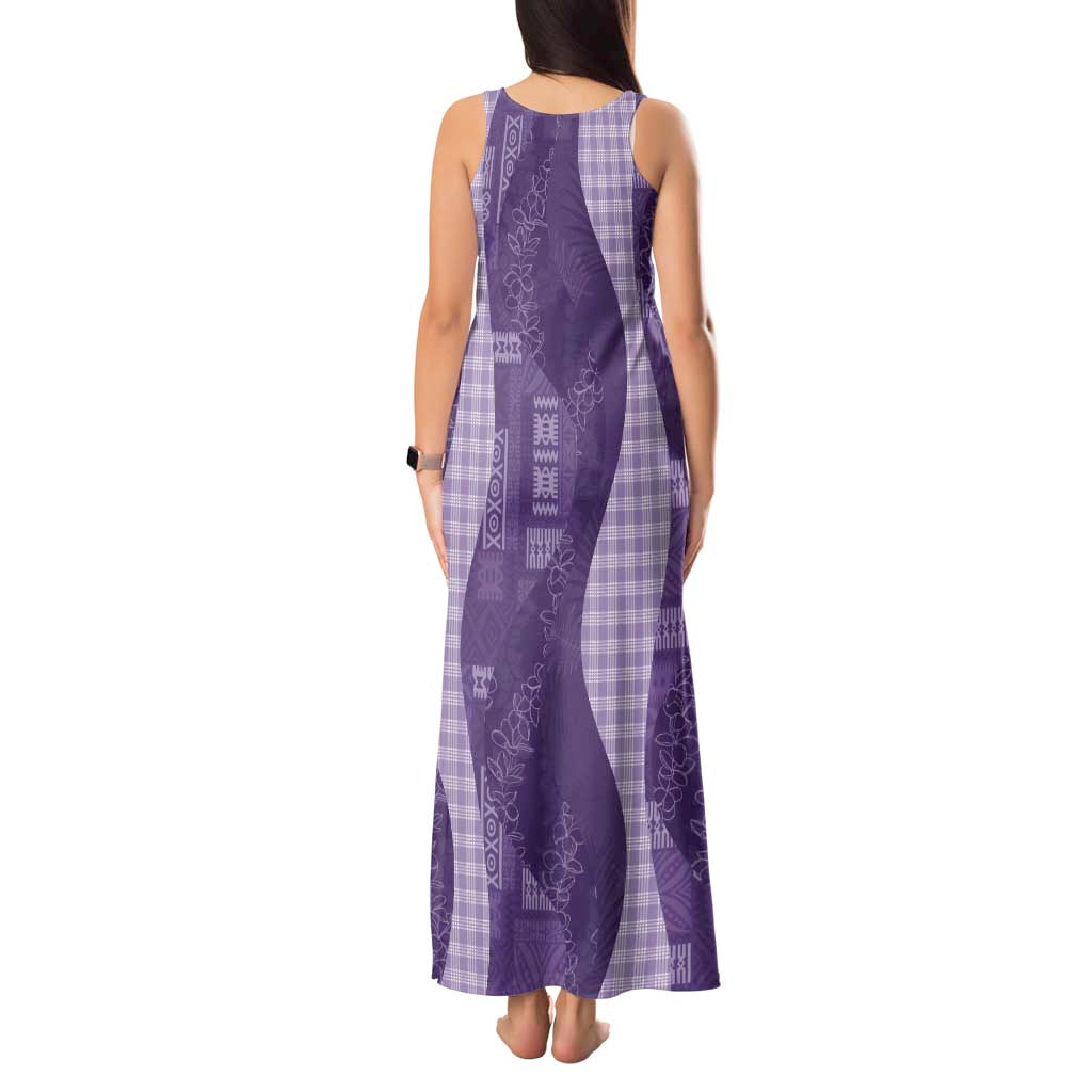 Polynesian Tribal Pattern Patchwork Picturesque Tank Maxi Dress Deep Violet
