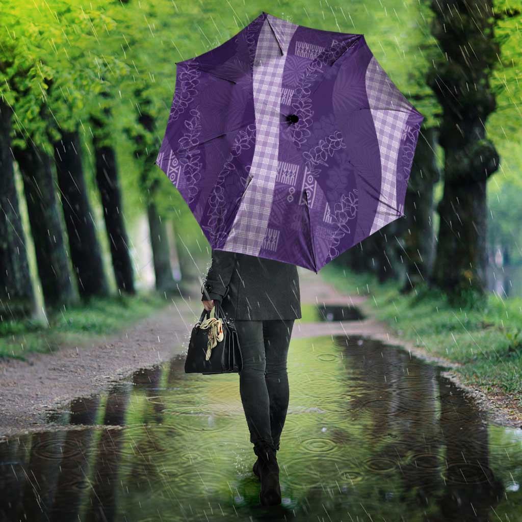 Polynesian Tribal Pattern Patchwork Picturesque Umbrella Deep Violet