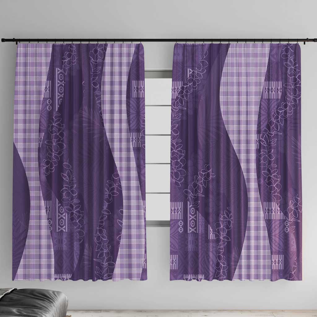 Polynesian Tribal Pattern Patchwork Picturesque Window Curtain Deep Violet