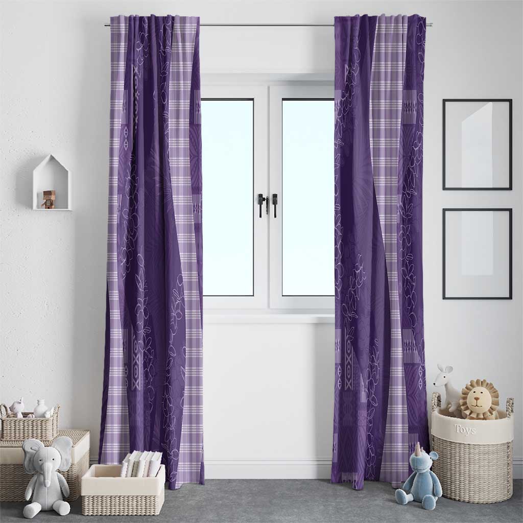 Polynesian Tribal Pattern Patchwork Picturesque Window Curtain Deep Violet