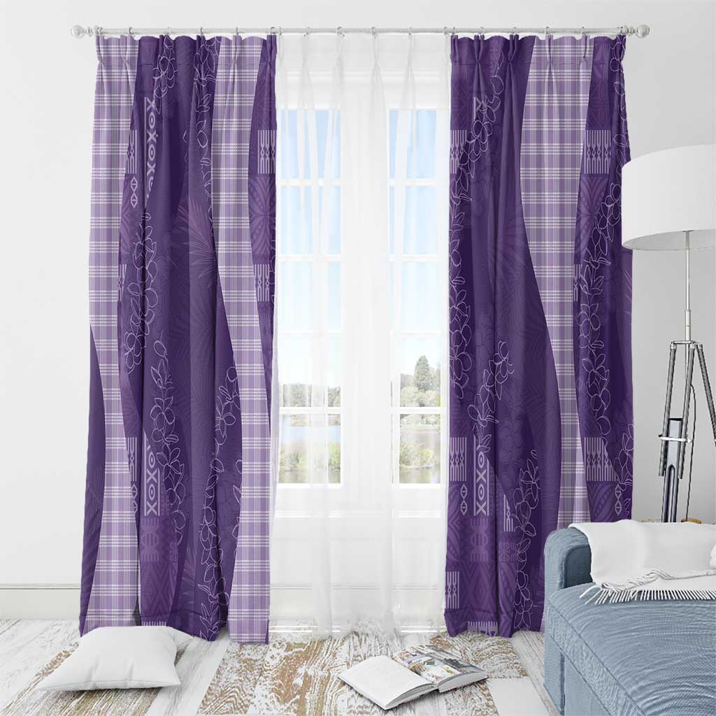 Polynesian Tribal Pattern Patchwork Picturesque Window Curtain Deep Violet