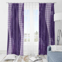 Polynesian Tribal Pattern Patchwork Picturesque Window Curtain Deep Violet
