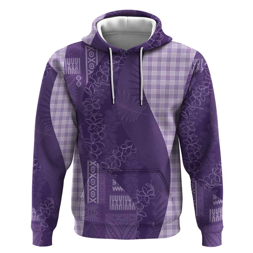 Polynesian Tribal Pattern Patchwork Picturesque Zip Hoodie Deep Violet