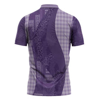Polynesian Tribal Pattern Patchwork Picturesque Zipper Polo Shirt Deep Violet