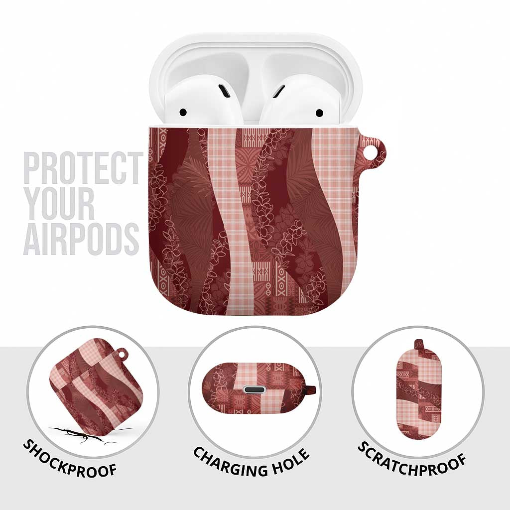 Polynesian Tribal Pattern Patchwork Picturesque AirPods Case Crimson