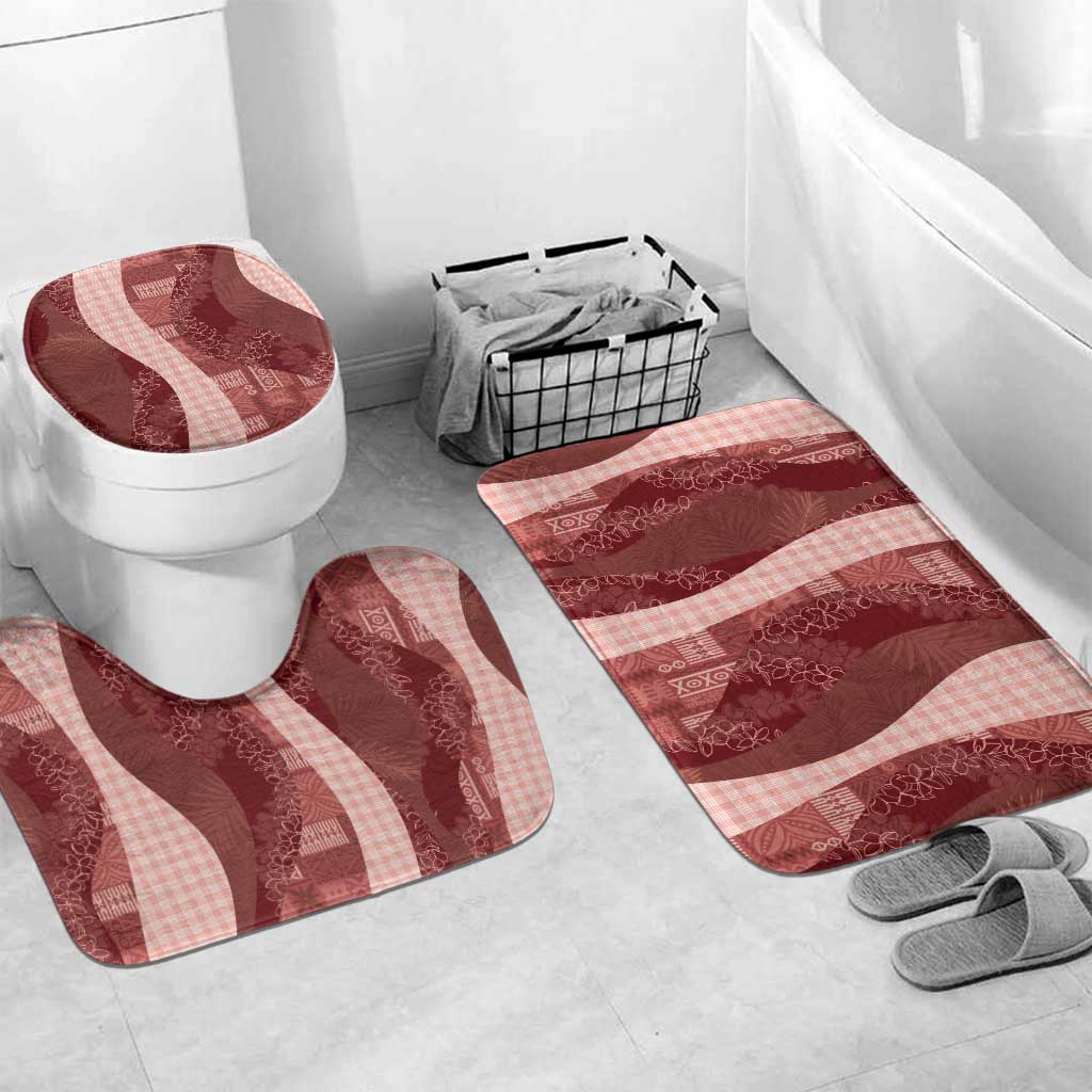 Polynesian Tribal Pattern Patchwork Picturesque Bathroom Set Crimson
