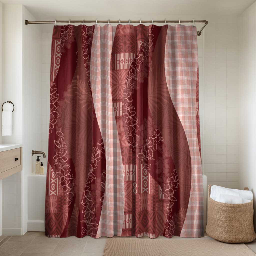 Polynesian Tribal Pattern Patchwork Picturesque Bathroom Set Crimson