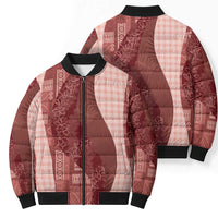 Polynesian Tribal Pattern Patchwork Picturesque Bomber Puffer Jacket Crimson
