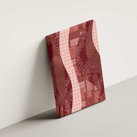 Polynesian Tribal Pattern Patchwork Picturesque Canvas Wall Art Crimson