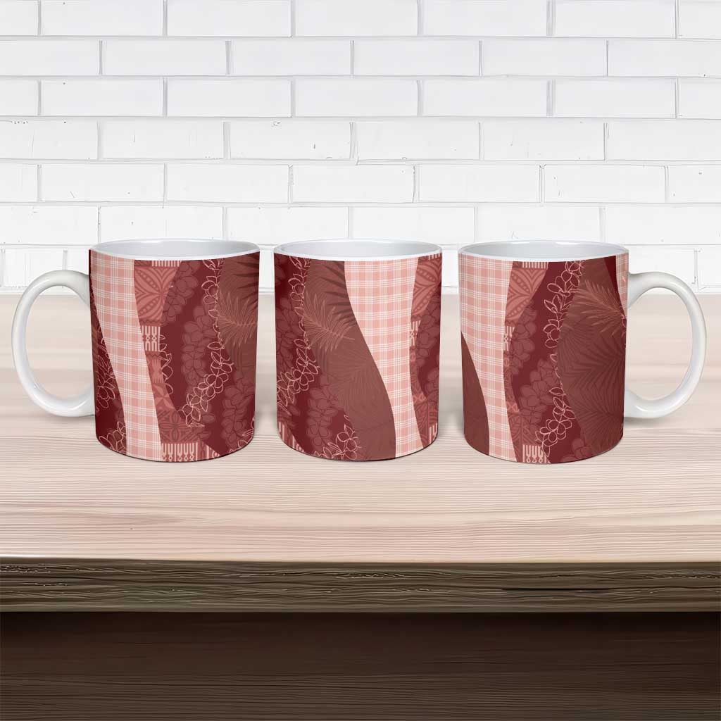 Polynesian Tribal Pattern Patchwork Picturesque Ceramic Mug Crimson