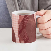 Polynesian Tribal Pattern Patchwork Picturesque Ceramic Mug Crimson